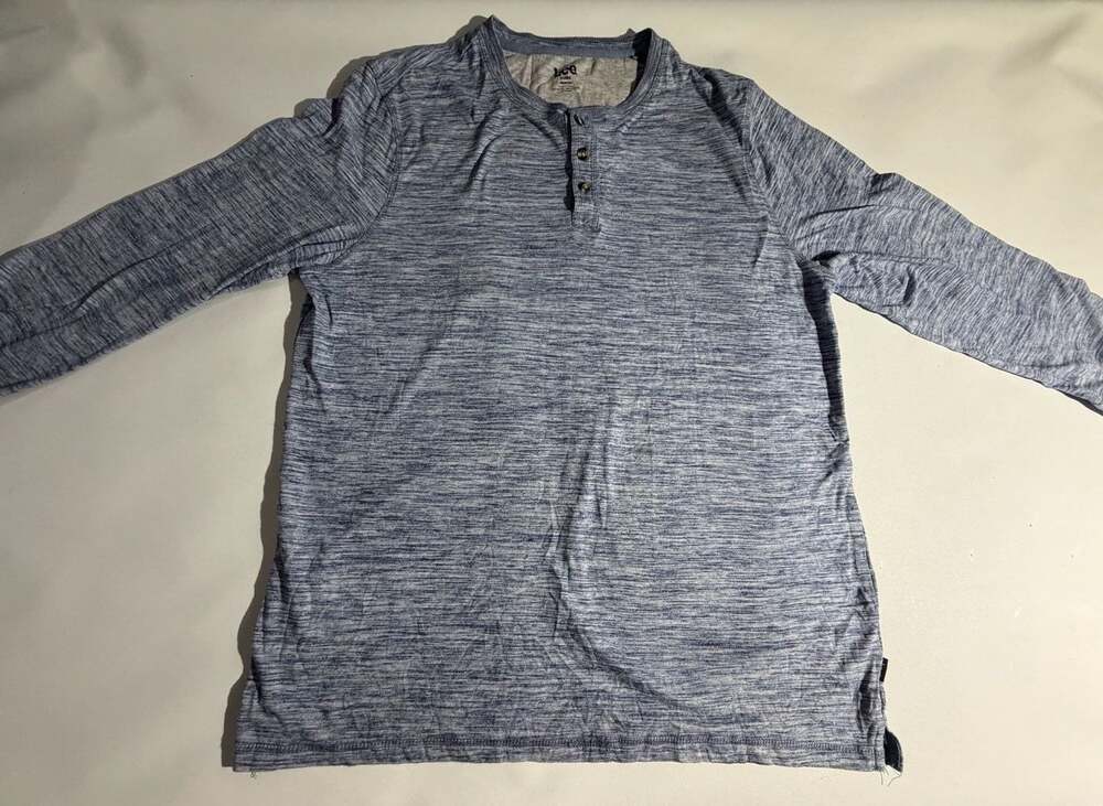 Lee Henley Shirt Mens XL Blue Heather Long Sleeve Button Neck Casual